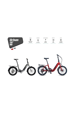 Kron Loop Urban 20" Jant E-bike 7 Vites Hidrolik Fren Elektrikli Katlanır Bisiklet Kırmızı Gri