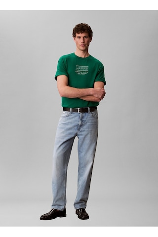 Jeans Bisiklet Yaka Baskılı Yeşil Erkek T-shirt Lv04rf823gl4g Yeşil T-shirt Yeşil