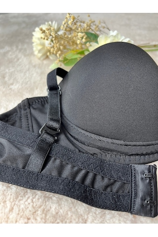 Mistirik Lenola Model Push Up Etkili Destekli Premium Balenli Sarkma Önleyici Büstiyer Siyah Renk Siyah