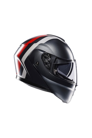 Agv Kask/streetmodular Resı Matt Grey Sılver Red Çok Renkli