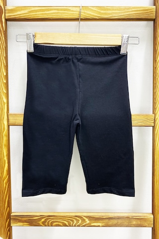 Kız Çocuk Kısa Tayt Düz Renk Beli Lastikli D27 Siyah