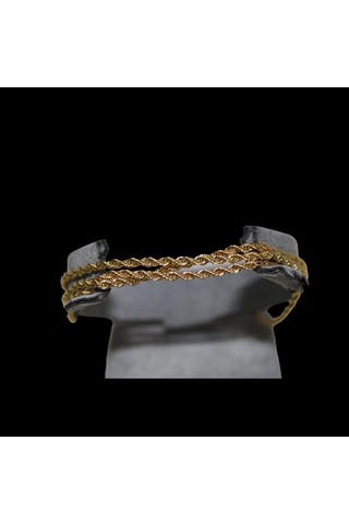 Üçlü Burgu Zincir 17 Cm Paslanmaz Çelik Bileklik Gold Kadın Bileklik Künye Çelik Takı Gold