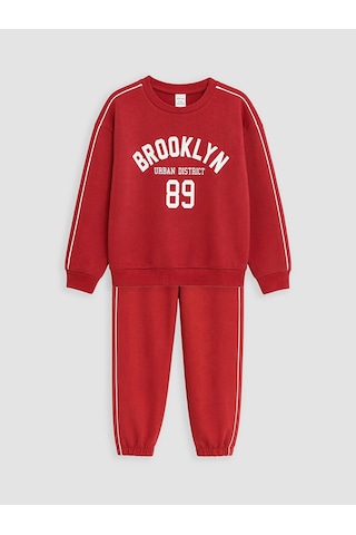 LC Waikiki Lcw Kids Kırmızı Baskılı Erkek Çocuk Eşofman Takım Red