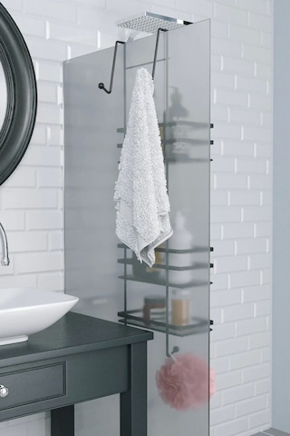 Banyo Duşa Kabin Rafı Paslanmaz Metal Siyah 3 Katlı Siyah