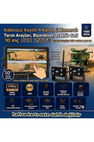 10 İnç Dokunmatik Dvr 2 Adet Kablosuz Kamera Ahd 1080p Monitör Bsd Kör Nokta Sistemli 12 24 V