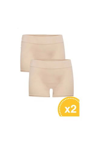 Miresa Basic Lazer Kesim Dikişsiz Kadın Boxer Külot 2'li Paket Ten