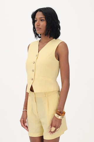 Only Onlita % 100 Pamuk Regular Fit V Yaka Yelek Bayan Yelek 15370277 Sarı