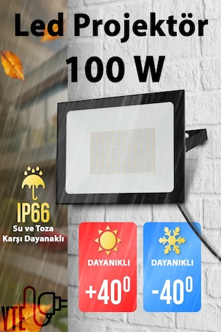 Led Projektör 100 W Gün Işığı İp 66 Su-toz Geçirmez 7200 Lm Smd Led Yüksek Işık 1 Adet