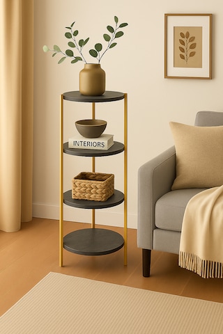 4 Katlı Raf - Çiçeklik, Organizer, Sehpa Ve Köşe Rafı Gold02