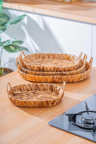 Wicker 4 Parça Hasır Oval Sepet Hasır