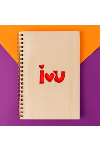 You Minimal Tasarımlı Ahşap Kapaklı Defter Çok Renkli