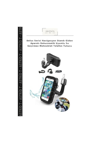 Delux Serisi Navigasyon Standı Gidon Aparatı Dokunmatik Uyumlu Su Geçirmez Motosiklet Telefon Tutucu