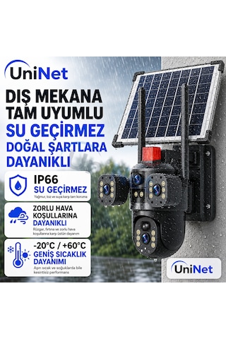Uninet Solar Kamera Iki Kameralı 4g Sim Kartlı Dış Mekan Sirenli Ip Kamera