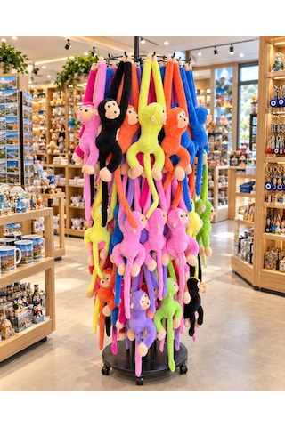 Oyuncak Peluş Maymun 3'lü Renkli Set Elleri Yapışabilen Sarılan Cırtlı Uyku Ve Oyun Arkadaşı Hediyelik Monkeysole 70 Cm Çok Renkli