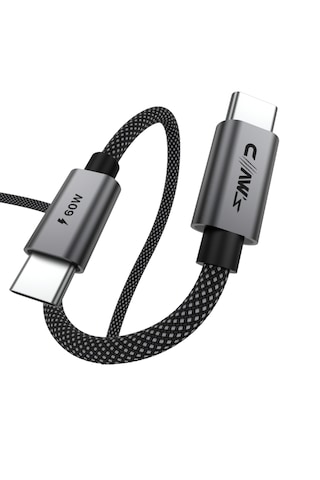Voltlınk C60 Usb-c To Usb-c 60w Hızlı Şarj Ve 480 Mbps Veri Aktarım Silikon Örgülü Kablo 2 Metre Siyah