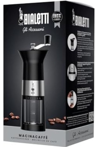 Manuel Kahve Değirmeni Paslanmaz Çelik, Mat Siyah Siyah