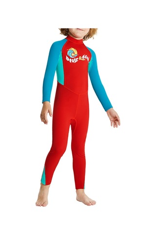 Suntek Çocuklar Wetsuit Suya Dayanıklı Mayo L-kırmızı