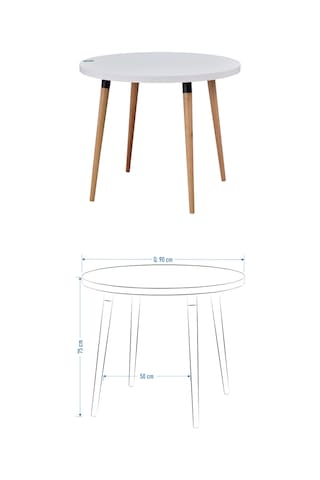Vilinze Deniz Sandalye Argos Ahşap Mdf Yuvarlak Sabit Mutfak Masası Takımı - 90x90 Cm Sigma Gri