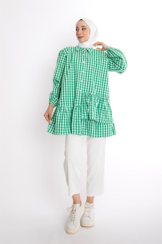 Ekose Yeşil Tunik Çok Renkli