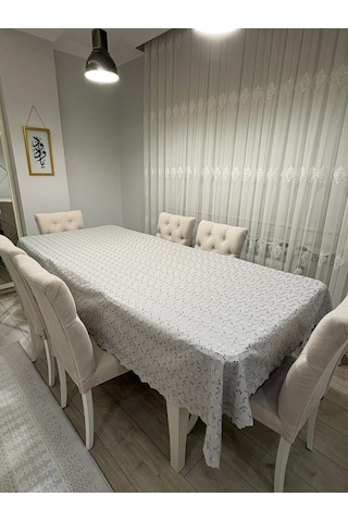 Brode Nakış Işlemeli Dertsiz Masa Örtüsü 150x250 Gri