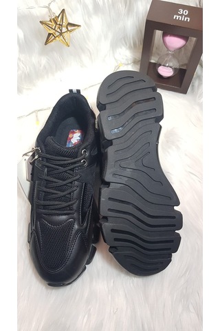 Flet Air Taban Ortopedik Kadın Sneaker Ayakkabı Ckr00583 Siyah Gri