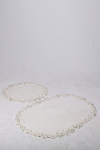 Bonny Home Venüs Krem 2'li Dantelli Banyo Paspası Seti Çeyizlik Krem