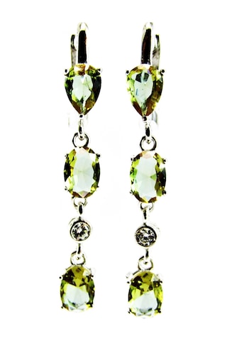 Zultanit Oval Taşlı Arası Beyaz Taşlı Kadın Küpesi