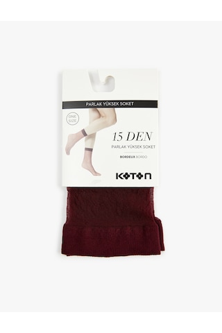 Koton 15 Den Parlak Yüksek Soket Çorap Bordo 6wak80652aa Bordo
