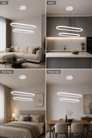 AvizeGO Elipso 2'li Led Sarkıt Avize Beyaz Işık