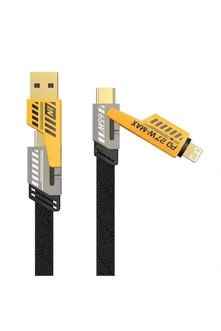 4in1 65w Hızlı Şarj Kablosu Type-c To Usb-a + Type-c To Lightning, 27w Pd Destekli Çoklu Şarj Kabl