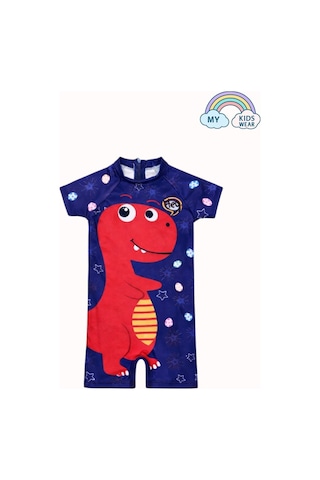 My Kids Wear Erkek Çocuk Deniz Kombini 3 Lü Set Mayo, Havlu Ve Bone 12579 Açık Mavi - Kırmızı