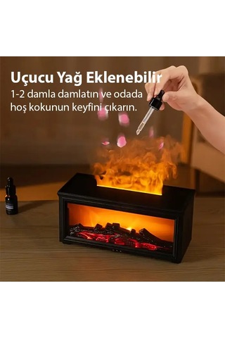 Ezere A4 Şömine Esintili Aromaterapi Difüzörü Ultrasonik Hava Nemlendici- 5775 Siyah Orkide