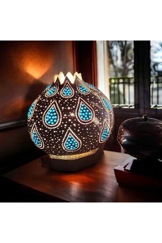 Su Damlası Desenli Beyaz Renk Su Kabağı Lamba Beyaz