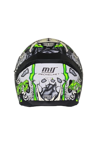 Mts M-910 Skull Güneş Vizörlü Kask Gold Camlı Mat Siyah Yeşil Beyaz