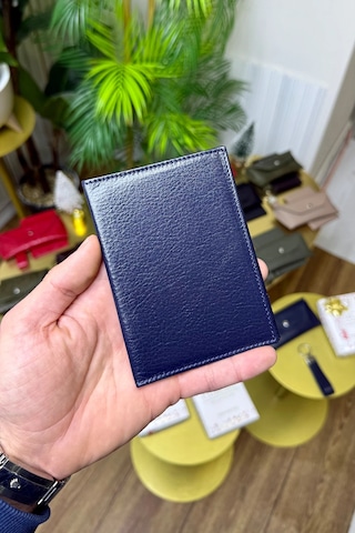 Premium Deri Ruhsat Kılıfı Ve Anahtarlık Seti Lacivert