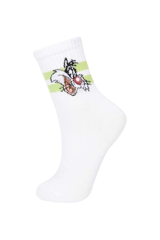 Defacto Kadın Looney Tunes 3lü Pamuklu Soket Çorap B8757axnswt1 Beyaz-wt1