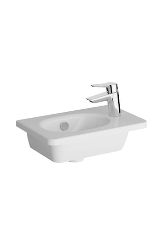 Vitra Zentrum 7789B003-0029 Sağ Armatür Delikli Etajerli Lavabo.