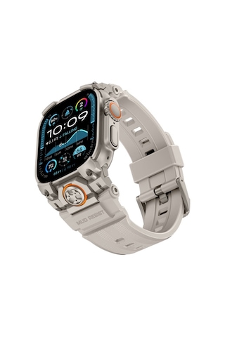 Watch Ultra 49mm Uyumlu Mohseven İwatch Armor Silikon Kordon Titanyum-beyaz