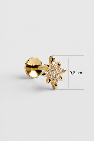 Kutup Yıldızı 18 Ayar Sarı Altın Kaplama Gümüş Flat-lobe Piercing