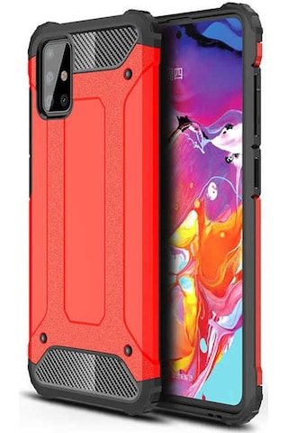 Noktaks - Samsung Galaxy Uyumlu A51 - Kılıf Çift Katman Zırh Tank Crash Military Kapak - Mavi