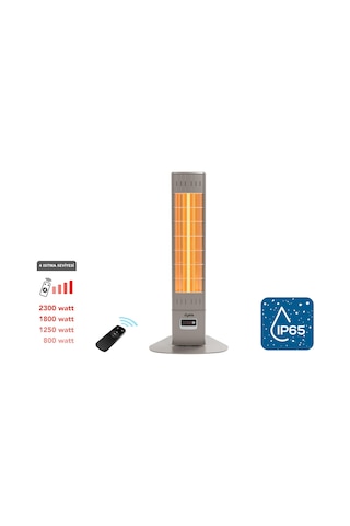 Dysis Single X Karbon Serisi IP65 Suya-Toza Dayanıklı 2300 W Bej Uzaktan Kumandalı İç/Dış Mekan Isıtıcı