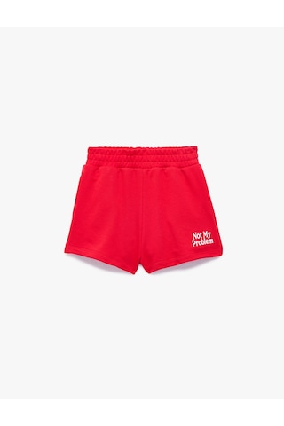 Koton Rahat Kalıp Baskılı Normal Bel Lastikli Mini Spor Şort Kırmızı 6sak40308nk