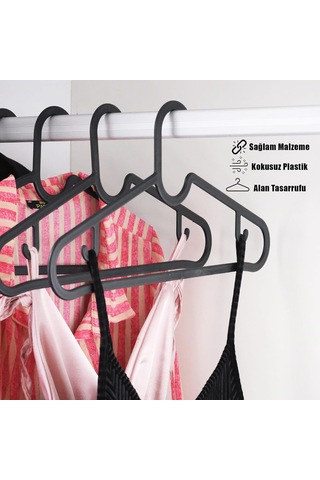 Huub Hanger Plastik Slim Askı, Elbise Askısı, Siyah Askı Standart, Adet, 10 Sku: Smg8690010159519 Açık Bej