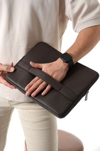 Westpolo Vegan Deri Unisex Laptop, Evrak Çantası - 6077 Kahverengi