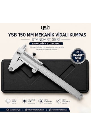 YSB 150 mm Standart Seri Mekanik Vidalı Kumpas - Ekonomik ve Dayanıklı -