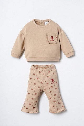 U.S. Polo Assn. Nakışlı Kız Bebek Kahverengi Uzun Kol Pijama Takım Usb3251-c-v1 Usb3251-c-v1