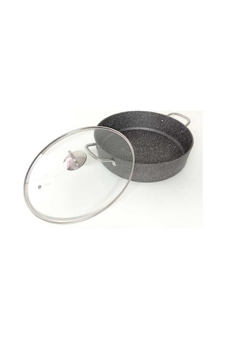 Oms Collection 2 Parça Biogranit 40x9,5 Cm - 10,5 Litre Basık Tencere 3312 - Gri Gri