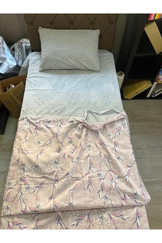 Çiçek Desenli Pembe Ve Mavi Tek Kişilik Nevresim Takımı