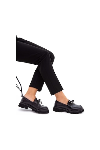 Tamer Tanca Kadın Hakiki Deri Siyah Loafer Ayakkabı 33 1004 Bn Ayk Sk22/23 Sıyah Siyah