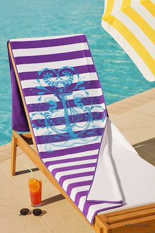 Seadream Tropikal Desenli Plaj Havlusu 70x140 Cm Çapa - Seçenek: 9 Çok Renkli